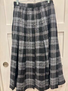 Pendleton Black and Gray Plaid A-Line Skirt Dark Academia Preppy